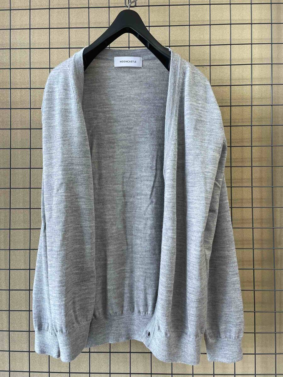 【MOONCASTLE/ムーンキャッスル】MC4 Wool Cardigan sizeM MADE IN JAPAN エクストラファイン メリノウール カーディガン グレー_画像3