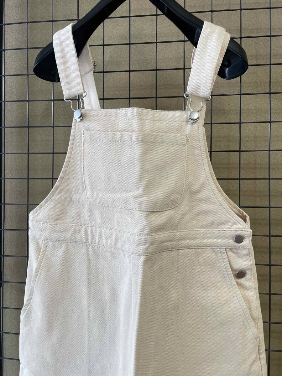 タグ付き 新品未着用【BeAMS./ビームスドット】Straight Overall sizeFREE IVORY ストレート オーバーオール レディース サロペットの画像2