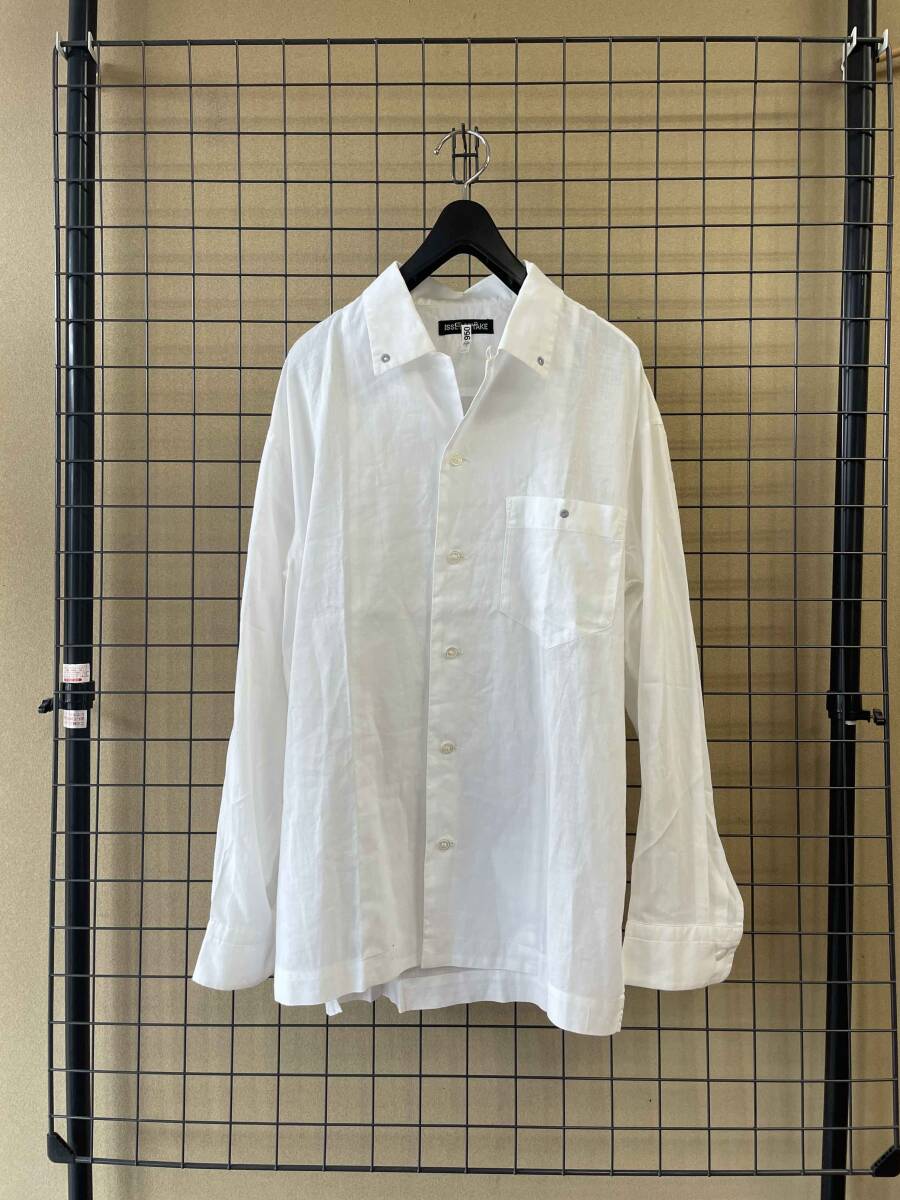 【ISSEY MIYAKE/イッセイミヤケ】Cotton×Linen Open Collar Box Shirt コットン×リネン 綿麻 オープンカラー シャツ HOMME PLISSEの画像1