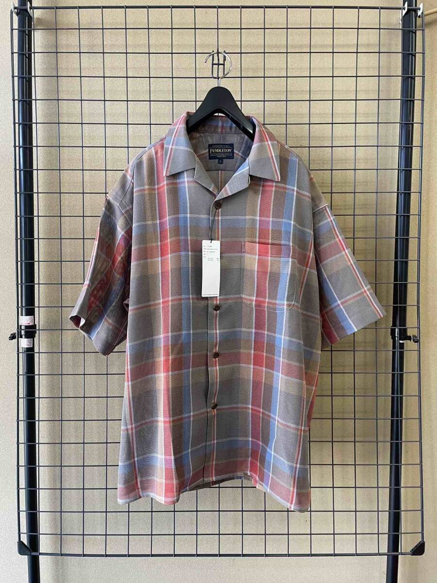 タグ付き 未着用【PENDLETON/ペンドルトン】Open Collar Shirt S/S sizeL チェック オープンカラー 半袖シャツ ボックスシルエット_画像1