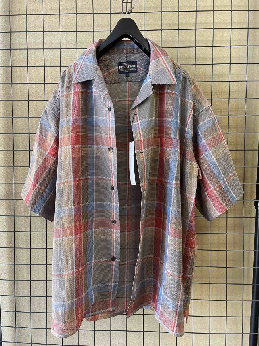 タグ付き 未着用【PENDLETON/ペンドルトン】Open Collar Shirt S/S sizeL チェック オープンカラー 半袖シャツ ボックスシルエット_画像3