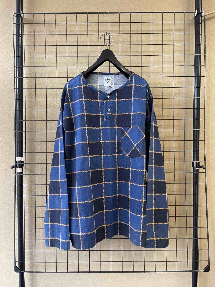 【South2 West8/サウスツーウエストエイト】Henley Neck Shirt Plaid Twill sizeS ヘンリーネック プルオーバー シャツ S2W8 NEPENTHES の画像1