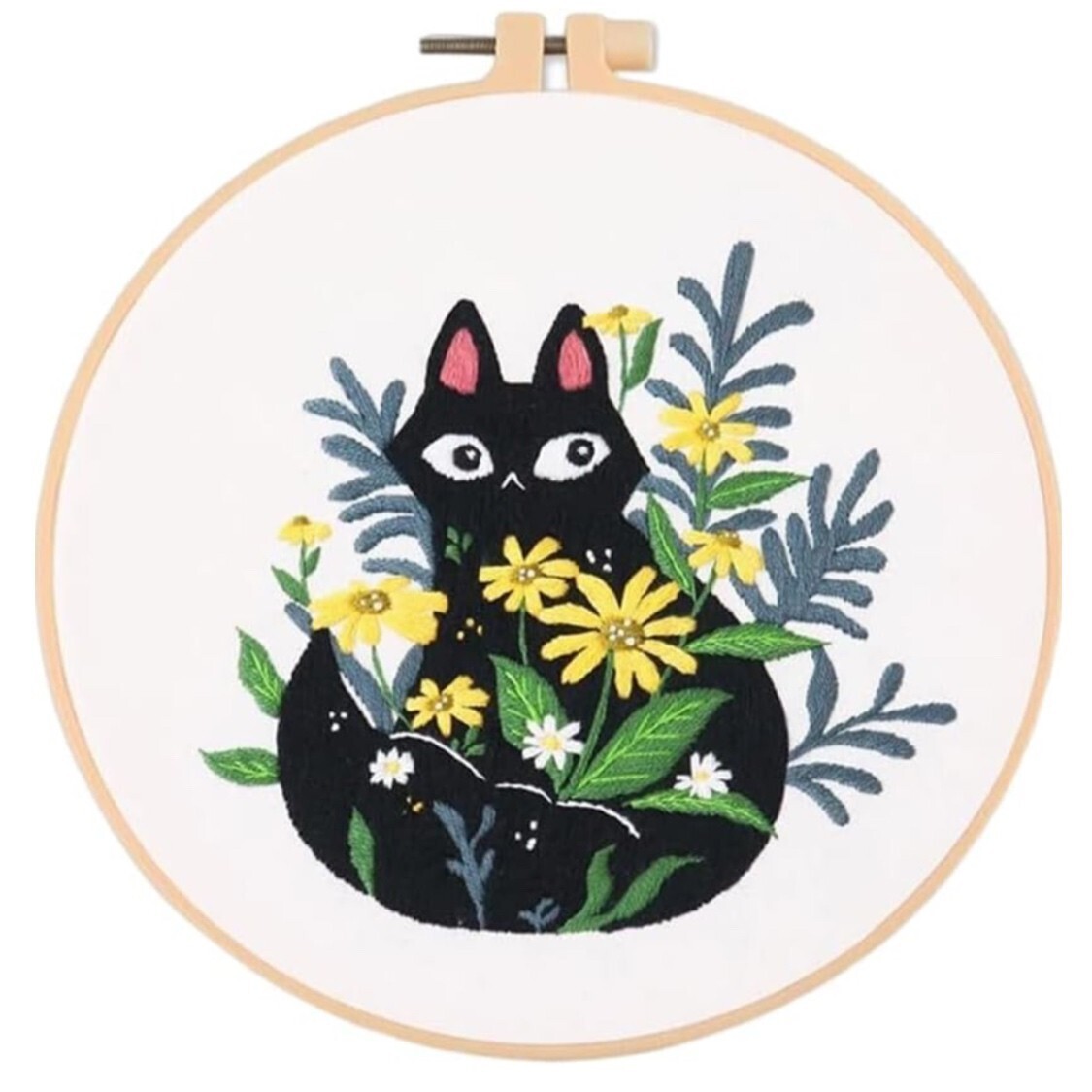 刺繍キット クロスステッチ 手芸キット ししゅう 黒猫 猫 ネコ 可愛い 植物 DIY ファッション 初心者 j_画像1