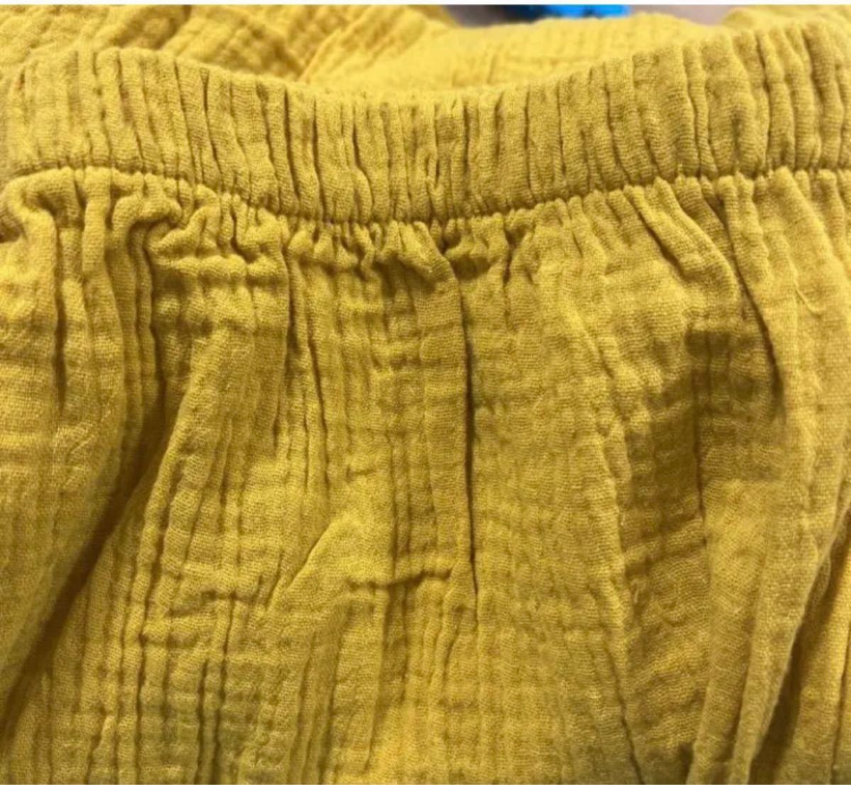 新品　レディース2重ガーゼ綿100％　半袖　　半パンツ　黄色　Mサイズ