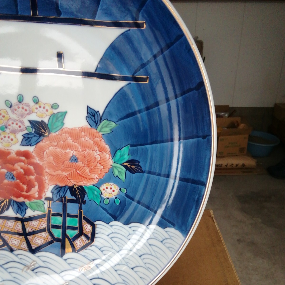 伊万里焼　染錦 飾り皿　大皿　直径33cm　_画像6