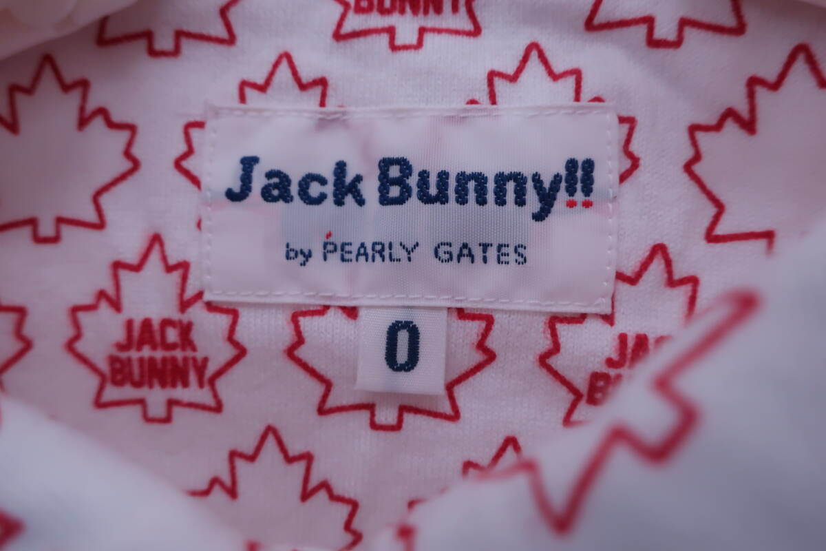 【美品】Jack Bunny(ジャックバニー) ポロシャツ 赤白ロゴ柄 レディース 0 263-6260712 ゴルフ用品 2403-0468 中古_画像2