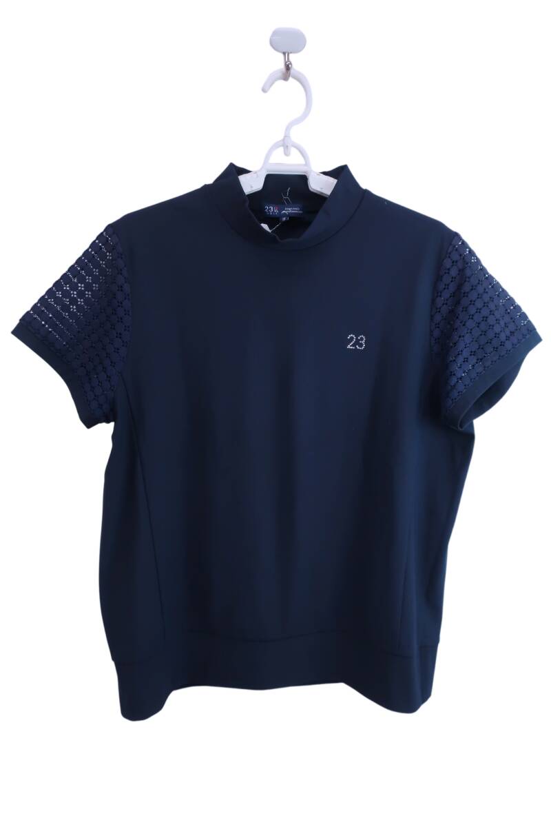 【美品】23区 GOLF(23区ゴルフ) モックネックシャツ 紺 レディース ? ゴルフ用品 2404-0049 中古の画像1