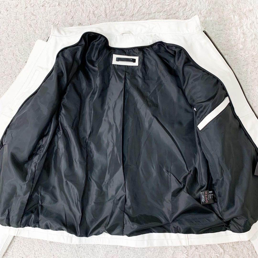 ほぼ未使用 希少 3L リューグーレザーズ LIUGOO LEATHERS シングルライダース レザージャケット 2XL 牛革 リアルレザー 白 ホワイトの画像4