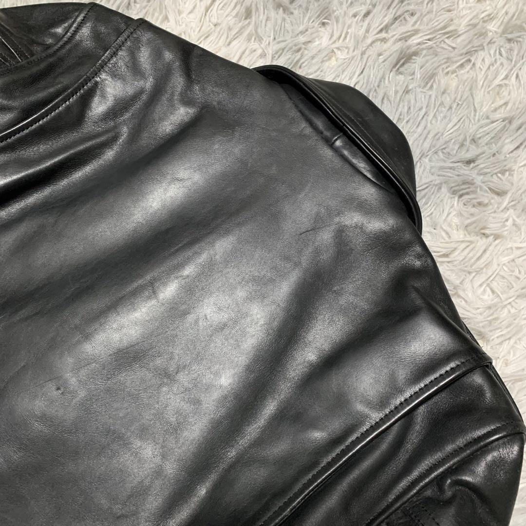  ultimate beautiful goods rare L Kadoya KADOYA leather jacket Double Rider's cow leather real leather bike wear Buffalo leather Biker men's 