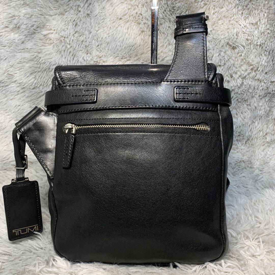 美品 TUMI トゥミ ショルダーバッグ サコッシュ ポシェット バック 鞄 カバン オールレザー 斜め掛け可能 肩掛け可能 通勤 ビジネス メンズの画像3