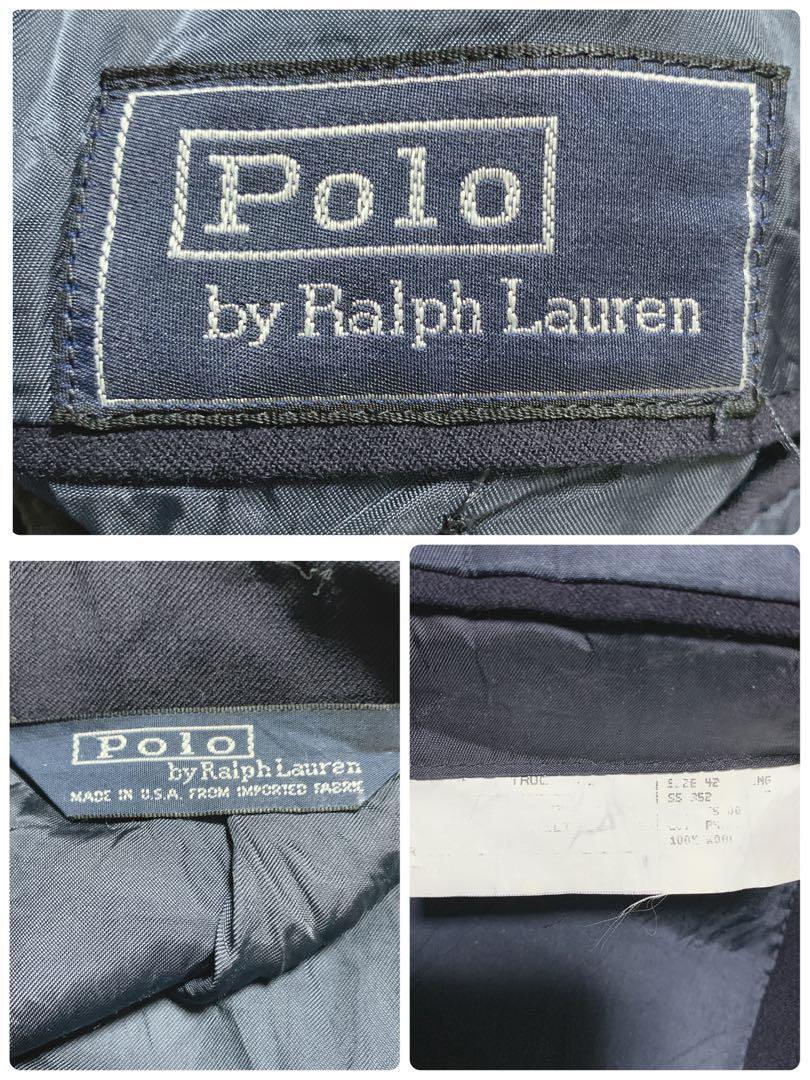 美品 希少 2XL相当 POLO RALPHLAUREN ポロラルフローレン テーラードジャケット 紺ブレザー 金ボタン 通勤 ビジネス 42サイズ 大きいサイズ_画像10