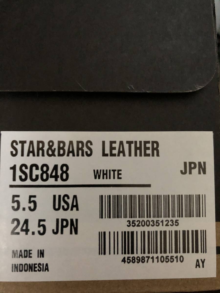 CONVERSE コンバース STAR&BARS LEATHER WHITE 5.5 24.5cm 白 レザー スター&バーズ 美品_画像7
