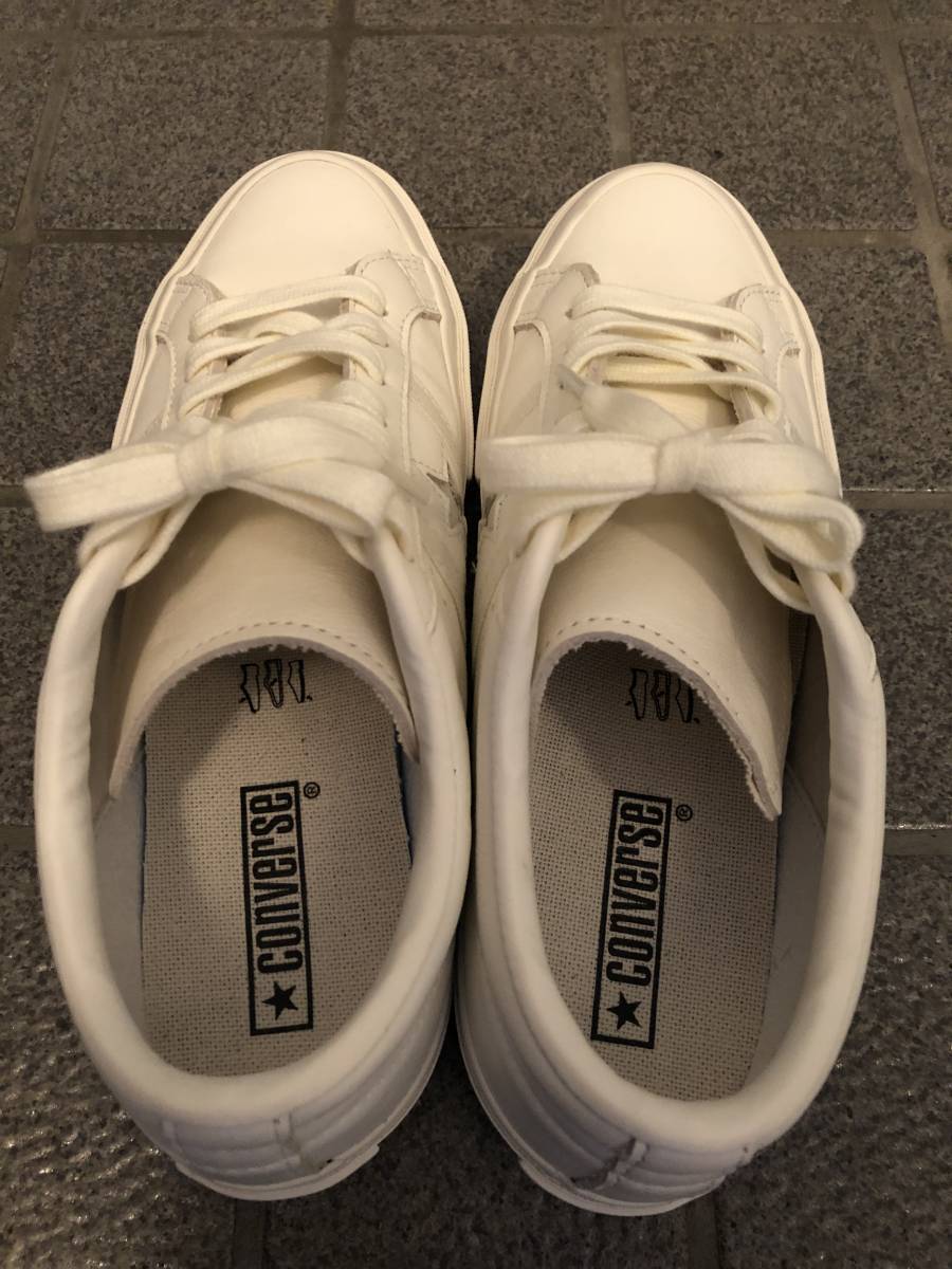 CONVERSE コンバース STAR&BARS LEATHER WHITE 5.5 24.5cm 白 レザー スター&バーズ 美品_画像3