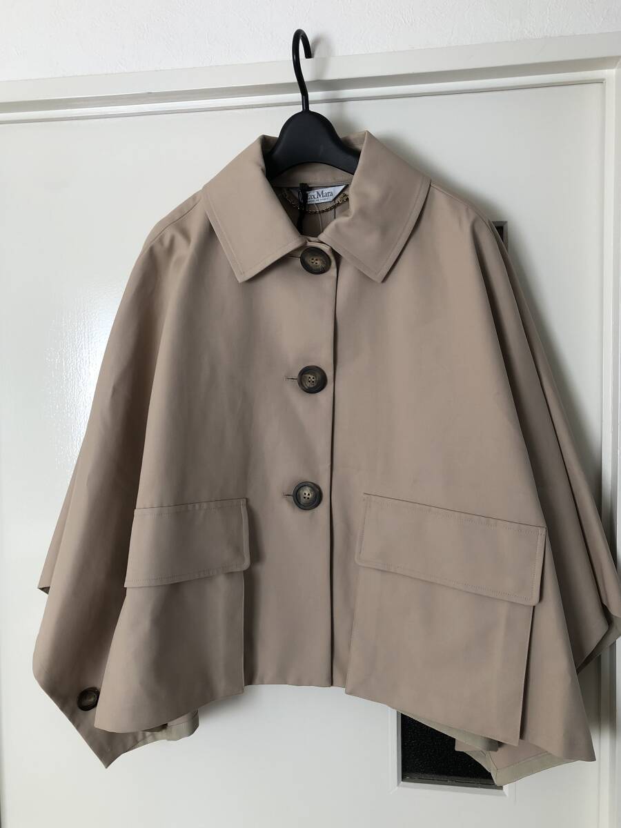 MAX MARA マックスマーラ ベージュ ボタン ジャケット ケープ 新品未使用品の画像2