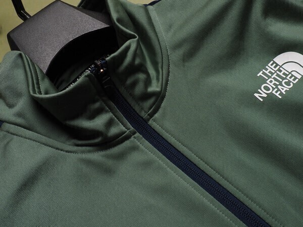 新品正規 ノースフェイス 海外限定 ビッグロゴ 天竺ジャージー ALBANI ジップアップジャケット メンズLカーキ(KHA) 直営店購入の画像4