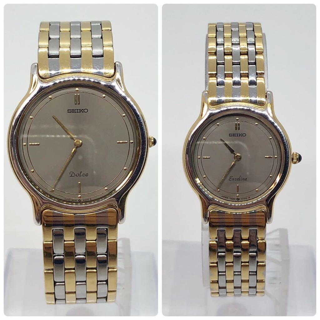1 jpy SEIKO Dolce 9530-6000ek surrey n7320-0350 wristwatch pair quartz new goods battery replaced operation goods combination color 