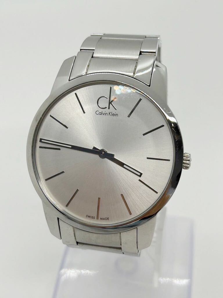 1円 カルバンクライン Calvin Klein QZ 腕時計 シルバー文字盤 不動品の画像2