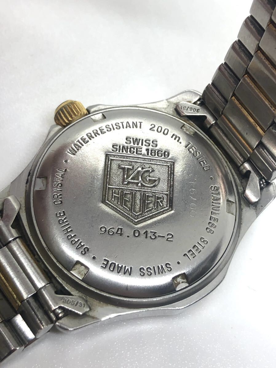 1円 稼働品 TAG HEUER タグホイヤー プロフェッショナル 200m 964.013-2 クォーツ 腕時計 デイト の画像6