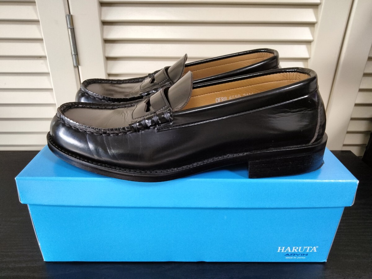 HARUTA ハルタ ローファー 6550 メンズ 紳士靴 24.5 3E 黒　1度履き コインローファー_画像2