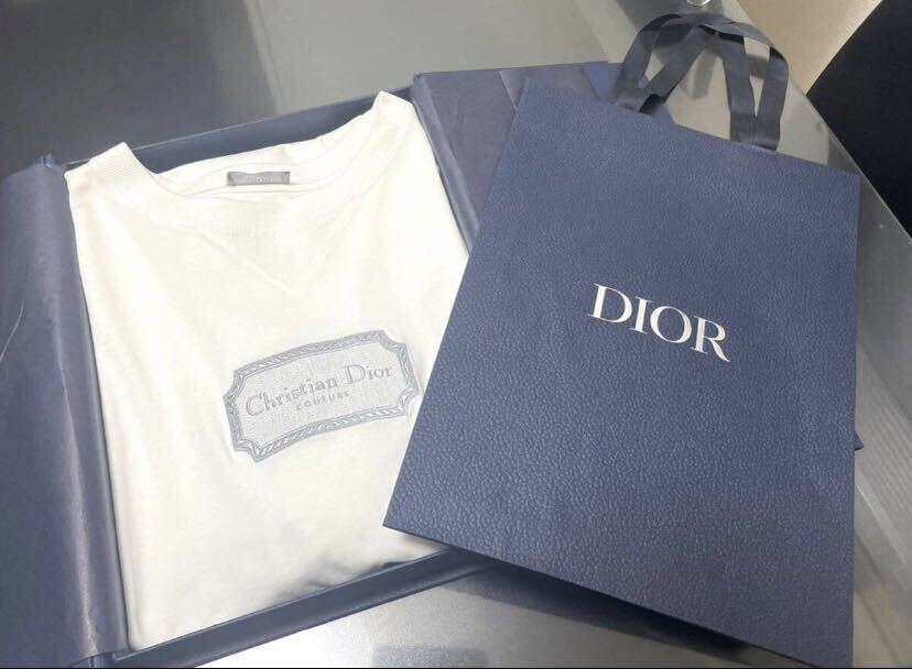 美品 Dior ディオール ロゴ刺繍 半袖 Tシャツ オーバーサイズ メンズ L 白 正規品の画像1