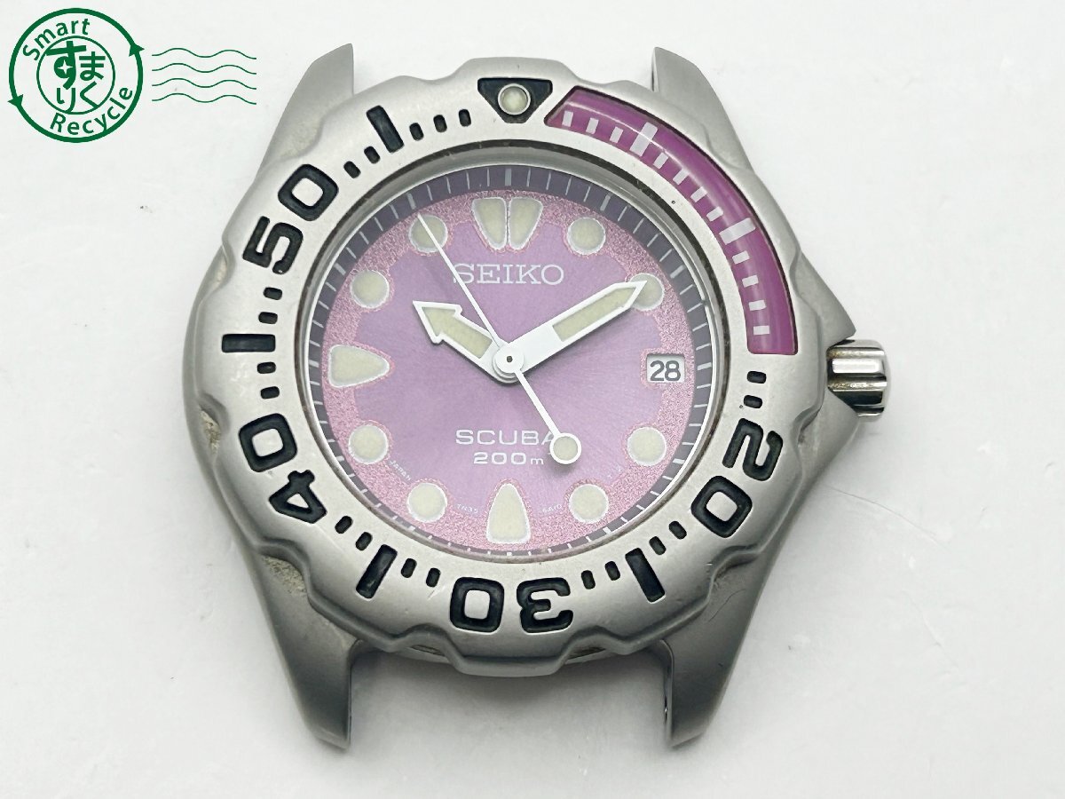 2404601074　◇ SEIKO セイコー SCUBA 200m ダイバー 7N35-6A10 フェイスのみ パープル文字盤 メンズ クォーツ QUARTZ QZ 腕時計 中古_画像1