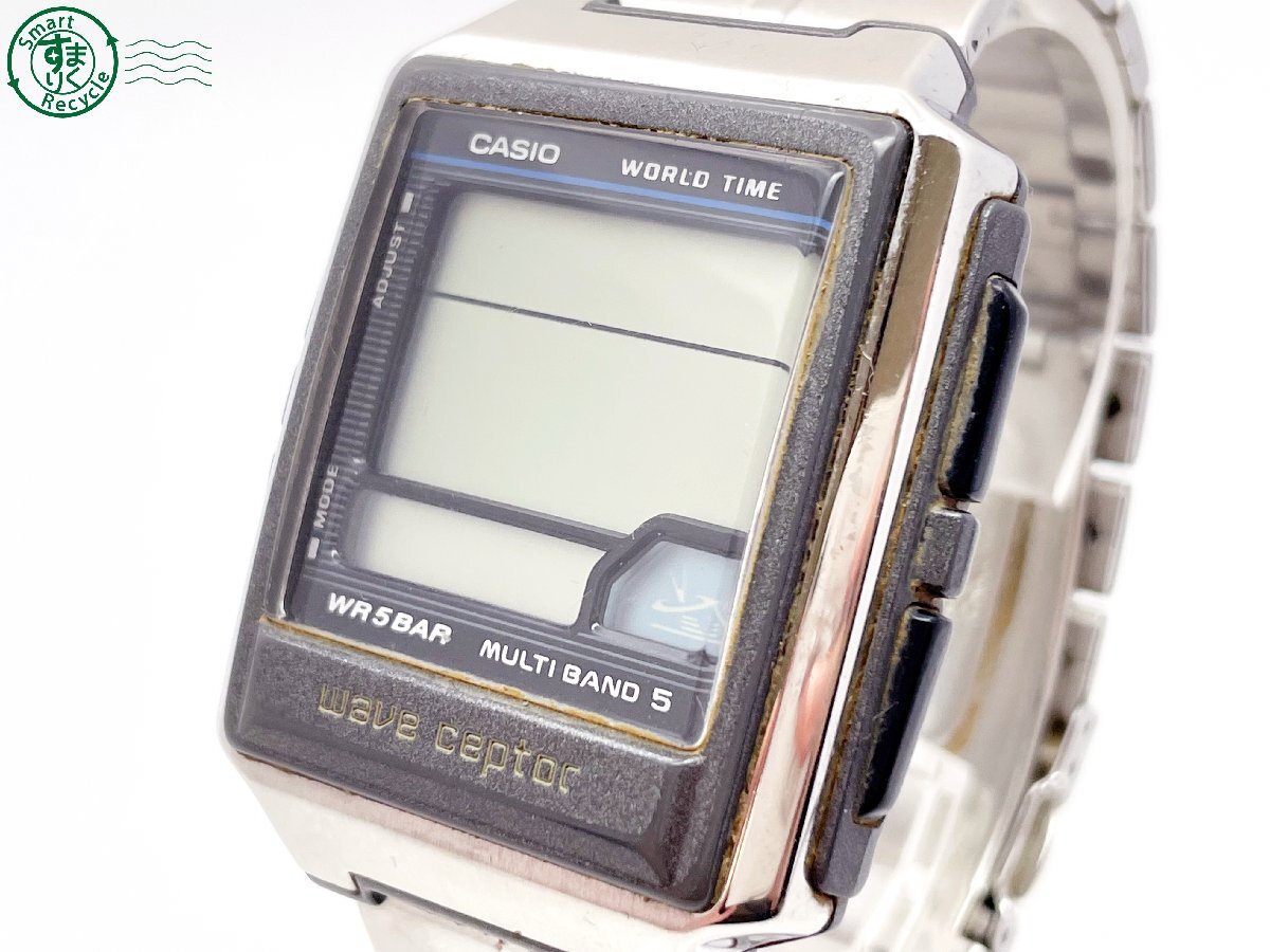 2404601315 ＃ CASIO カシオ WV-59J ワールドタイム ウェーブセプター クォーツ QZ 3針 デジタル 腕時計 グレー シルバー 純正ベルトの画像2