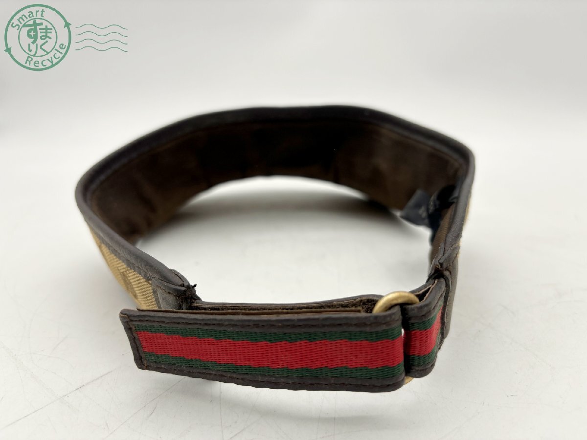 2404601556 ▲ GUCCI グッチ 帽子 サンバイザー XLサイズ GG キャンバス ベージュ 日除け 中古の画像6