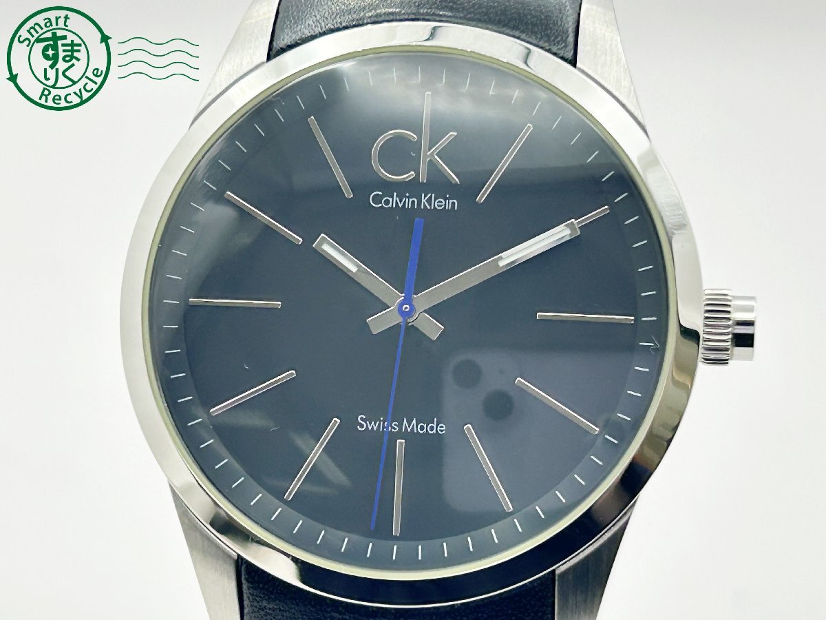 2404601754 ◇ Calvin Klein カルバンクライン CK K22 411 黒文字盤 シルバー 3針 ラウンドフェイス メンズ QUARTZ QZ 腕時計 中古の画像2