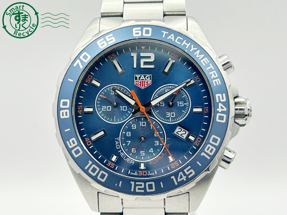 2404602703 ◇ TAG HEUER タグホイヤー CAZ1014 フォーミュラ1 クロノグラフ ネイビー文字盤 デイト メンズ QUARTZ QZ 腕時計 中古の画像1