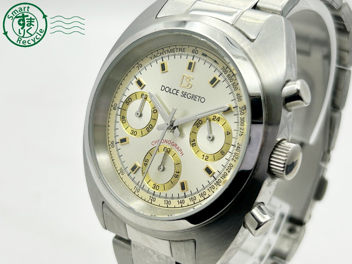 2404603172  ◇ DOLCE SEGRETO ドルチェ セグレート クロノグラフ CM100 シルバー文字盤 メンズ クォーツ QUARTZ QZ 腕時計 中古の画像2