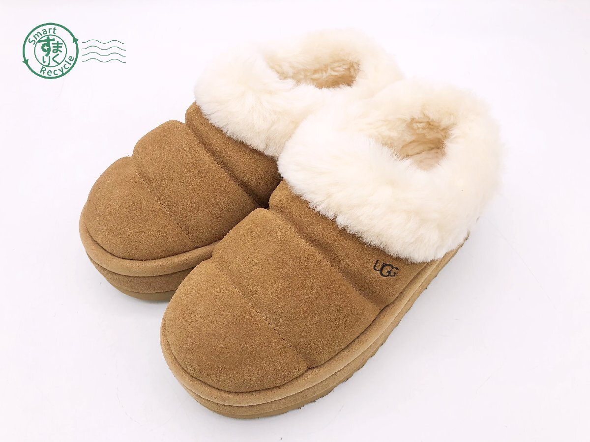 2404603148　▽ UGG アグ ムートン スリッポン 1146390 サイズ 23㎝ キャメル系 秋冬 現状品 中古品_画像1