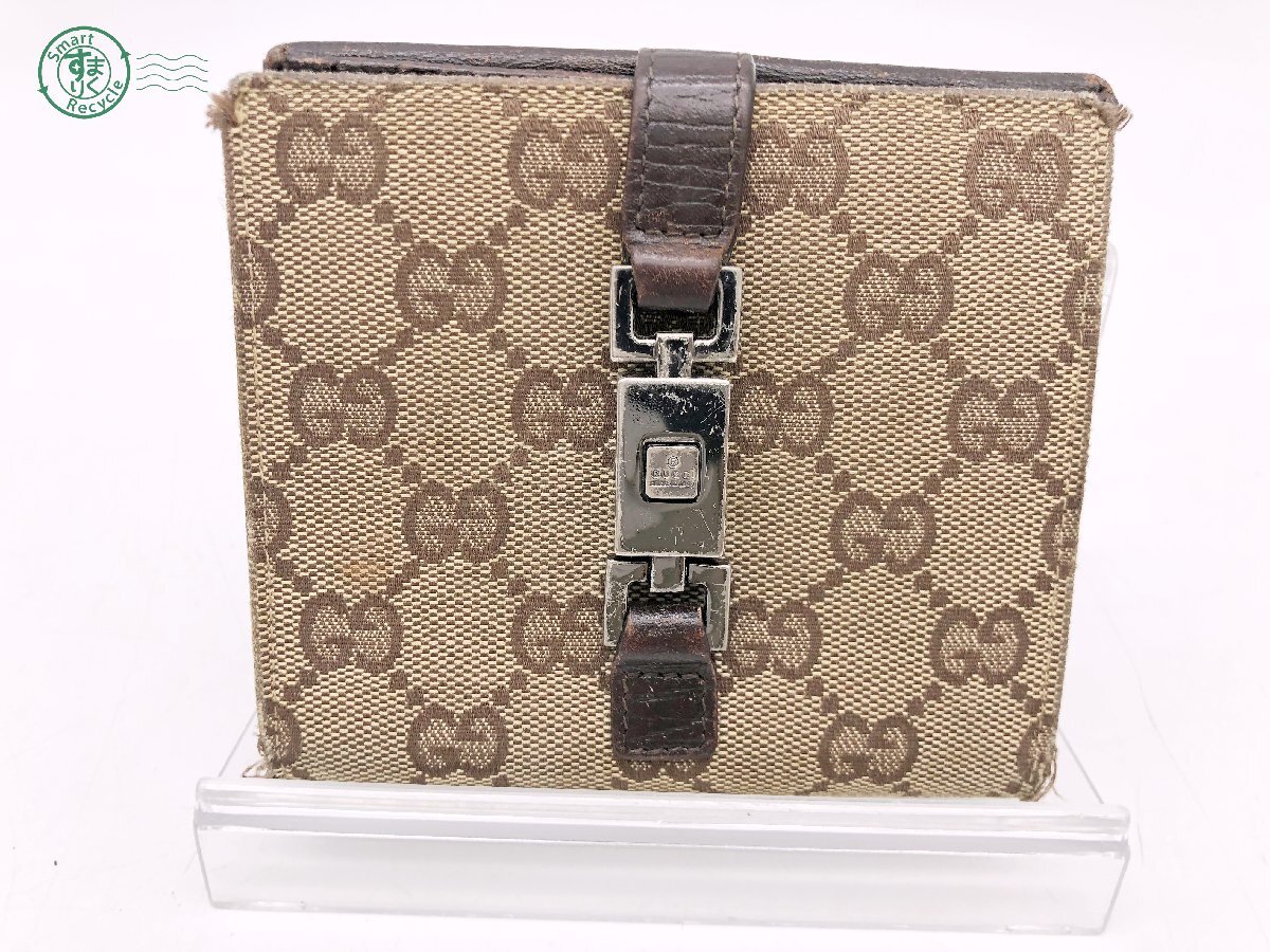 2404603728　▽ GUCCI グッチ 財布 05474 2131 ジャッキー シェリーライン キャンバス 長財布 札入れ ウォレット ベージュ系 中古_画像1