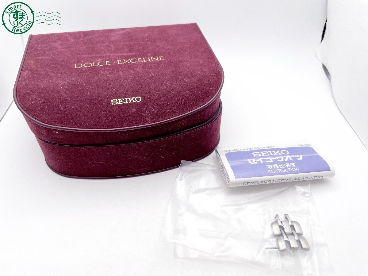 2404604008 # SEIKO Seiko DOLCE Dolce 5E31-6010 quartz QZ analogue wristwatch navy face original belt case attaching 