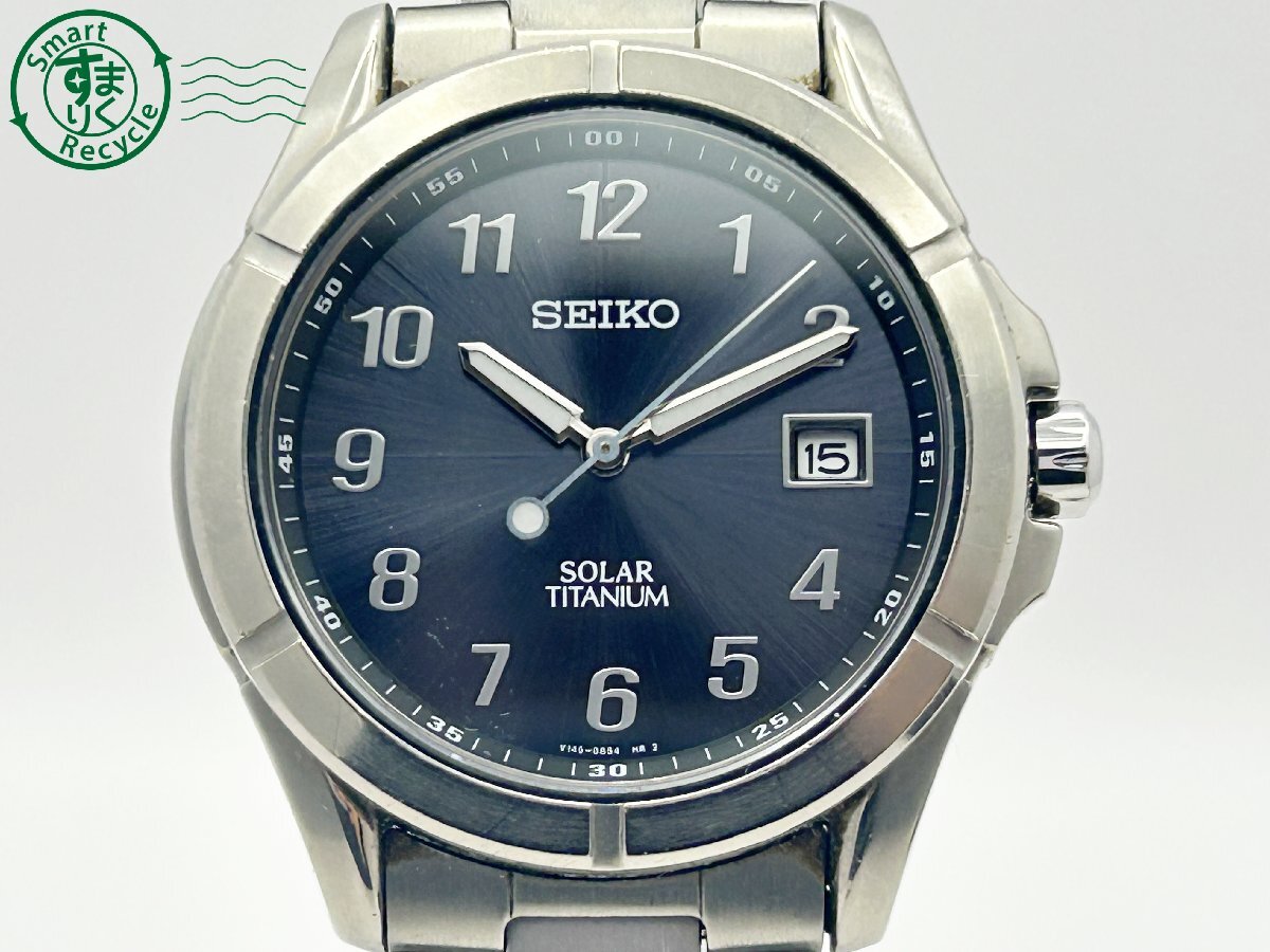 2404603979　 ◇ SEIKO セイコー V145-0AX0 SOLAR ソーラー 黒文字盤 デイト 3針 ラウンドフェイス メンズ 腕時計 中古_画像2