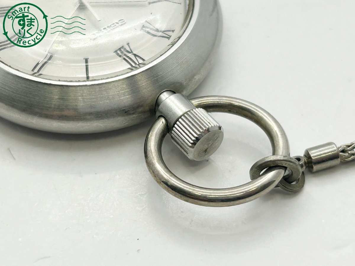 2404604456 * SEIKO Seiko ELNIX L niks карманные часы 0702-3000 электромагнитный temp серебряный циферблат Date цепь имеется часы б/у 
