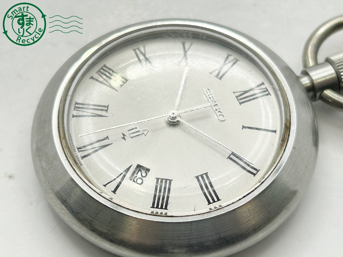 2404604456 * SEIKO Seiko ELNIX L niks карманные часы 0702-3000 электромагнитный temp серебряный циферблат Date цепь имеется часы б/у 