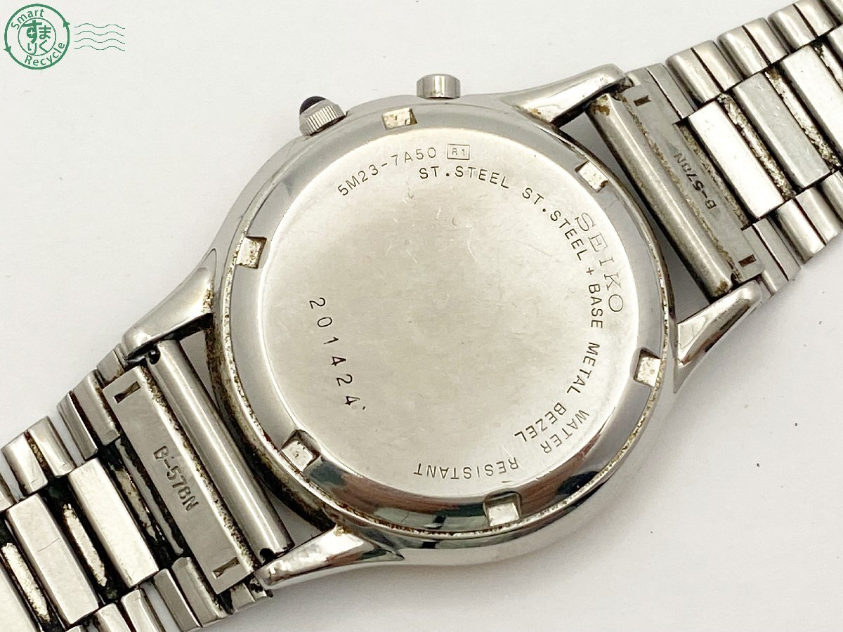 2404604328 △ SEIKO セイコー 腕時計 SPIRIT スピリット 5M23-7A50 シルバー文字盤 3針 デイデイト メンズ オートクォーツ 中古の画像7
