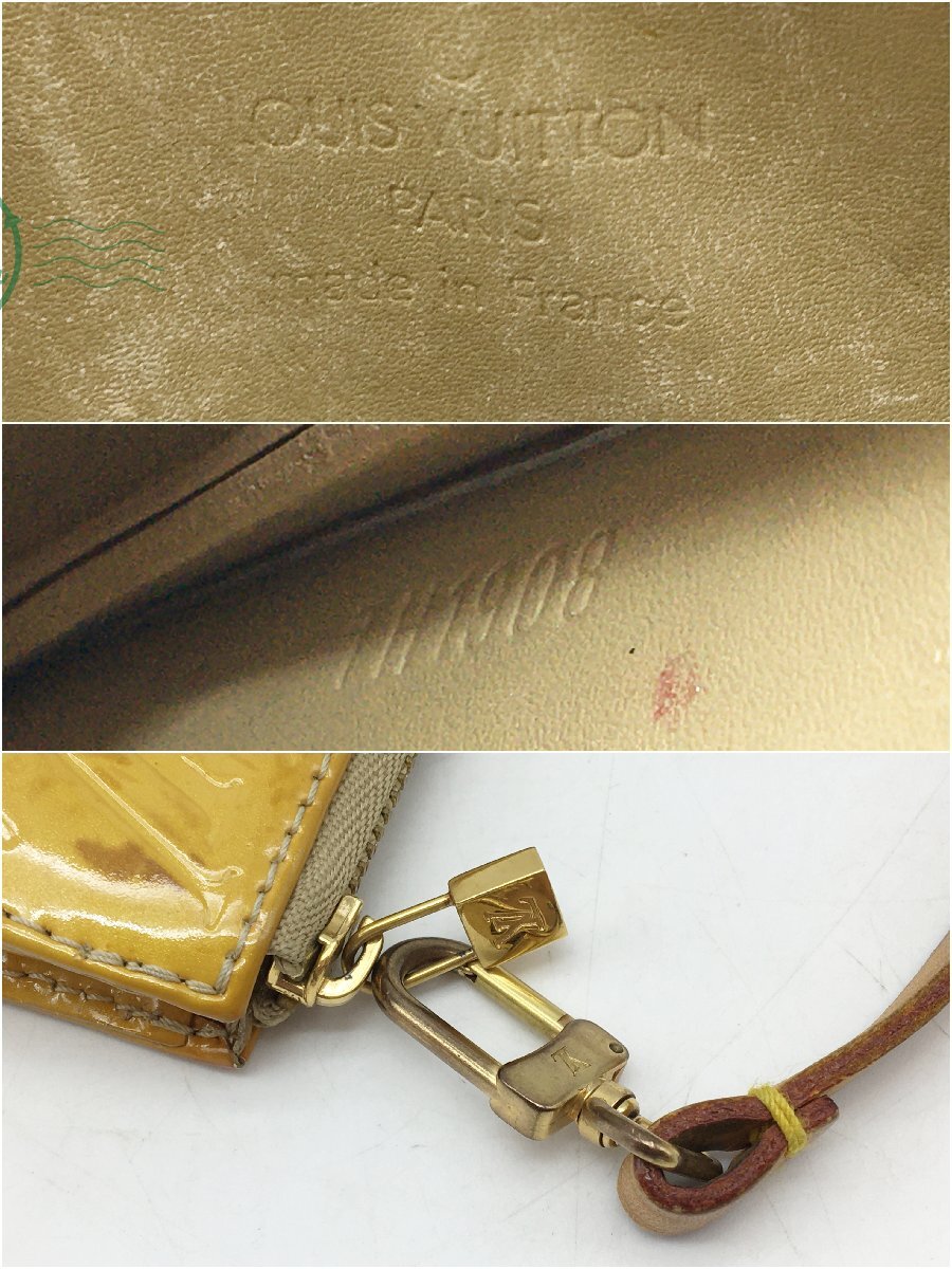 2404601921　＊ LOUIS VUITTON ルイ ヴィトン M91010 レキシントン ヴェルニ ミニバッグ ハンドバッグ アクセサリーポーチ イエロー 中古_画像9