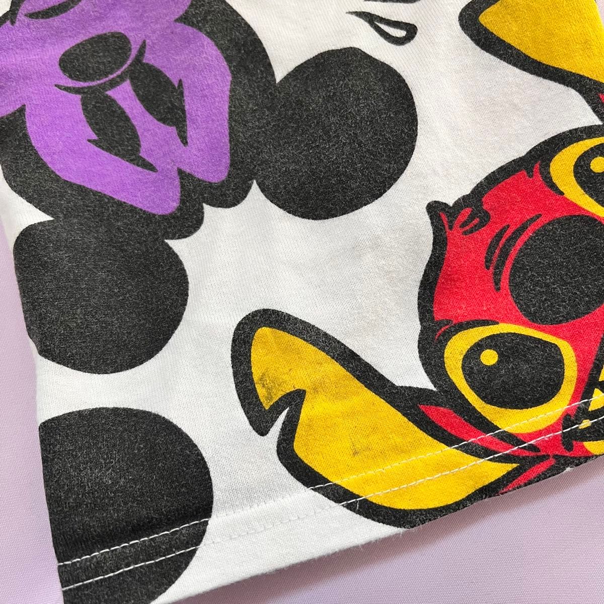 TDR ディズニーランド　ディズニーリゾート　半袖Tシャツ　総柄　スティッチ　ミッキー