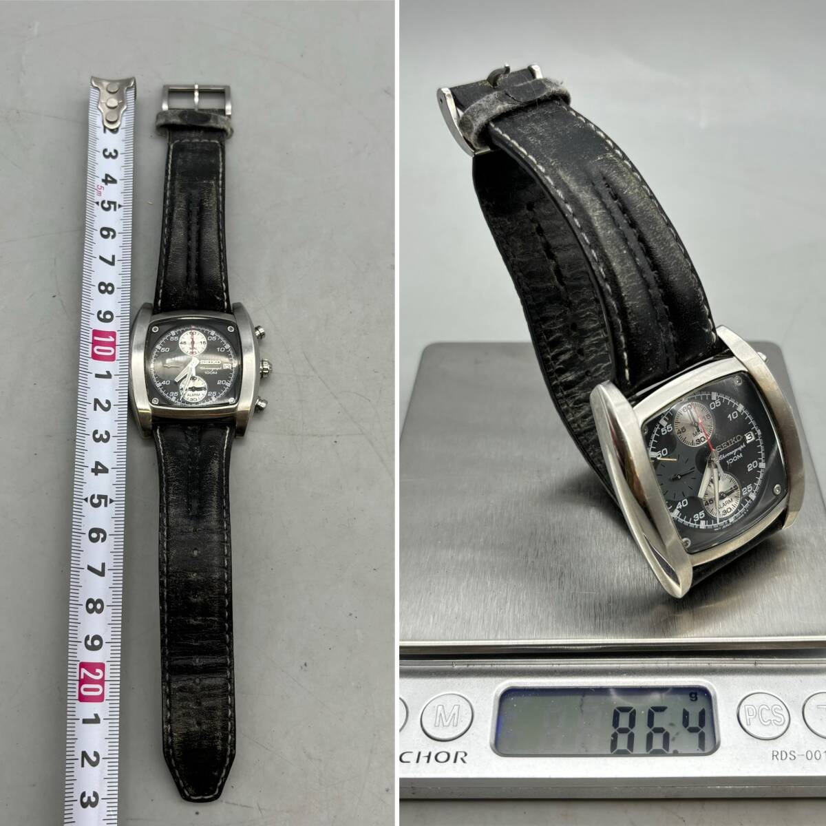 【AC-40】SEIKO セイコー 腕時計 クロノグラフ 7T62-0HF0 ブラック 黒 文字盤 動作未確認_画像8