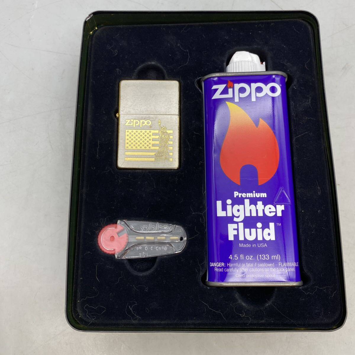 【G-6】 Zippo IS THE REST SELECTION WIND PROOF LIGHTER アメリカンクラシック AMERICAN CLASSIC ジッポ セット Fluid ケース 着火未確認の画像2
