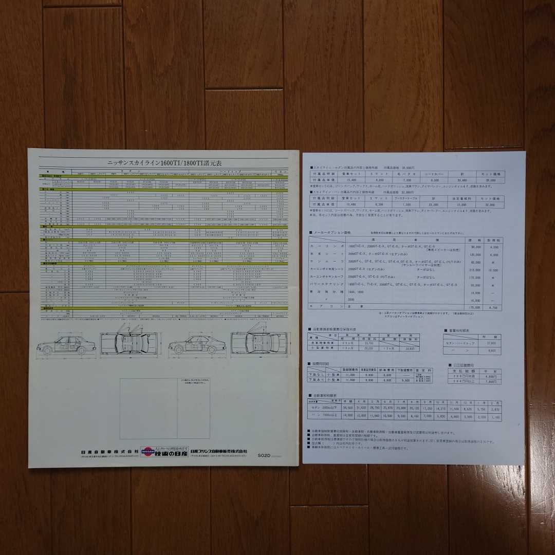 昭和55年2月・印無・C211・スカイライン・1600TI/1800TI・31頁・カタログ&55/5車両価格表　SKYLINE　NISSAN　ジャパン　ワゴン　掲載　_画像2