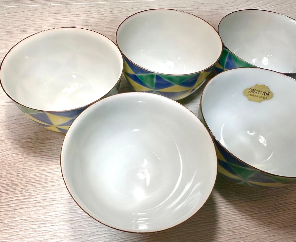 新品★京都 清水焼 平安 雲泉窯 湯呑み茶碗5客セット 木箱付き 京焼