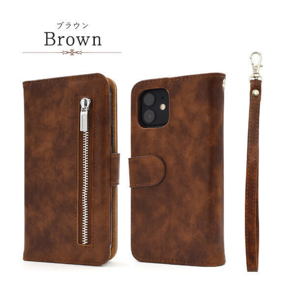 iphone12pro notebook type case,iPhone 12/12 Pro for fastener & pocket leather notebook type case * new goods * that day shipping ( Brown )