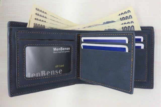 二つ折り財布 レザー メンズ 財布 コンパクト 財布、新品：当日発送（濃いグレー）_画像5
