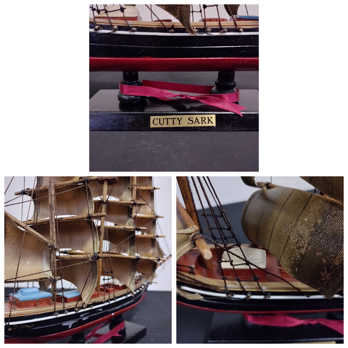 NR1218 カティーサーク CUTTY SARK 帆船模型 木製 オブジェ 船 模型 置物 HANDMADE ハンドメイド MODEL SHIP カティサーク レトロ イギリス_画像9