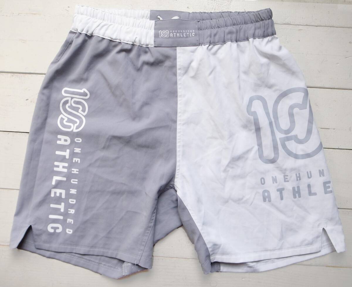 ONEHUNDRED ATHLETIC / 100 ATHLETIC DRY GRAPPLE SHORTS グラップルショートパンツ M トレーニングハーフパンツ グレー×白 宇野薫 10AC_画像1