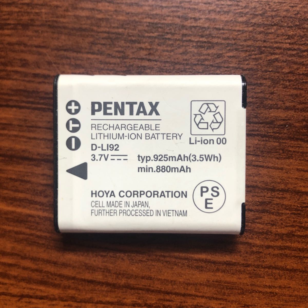 送料無料 満充電後電圧測定 D-LI92 PENTAX ペンタックス 純正品の画像1