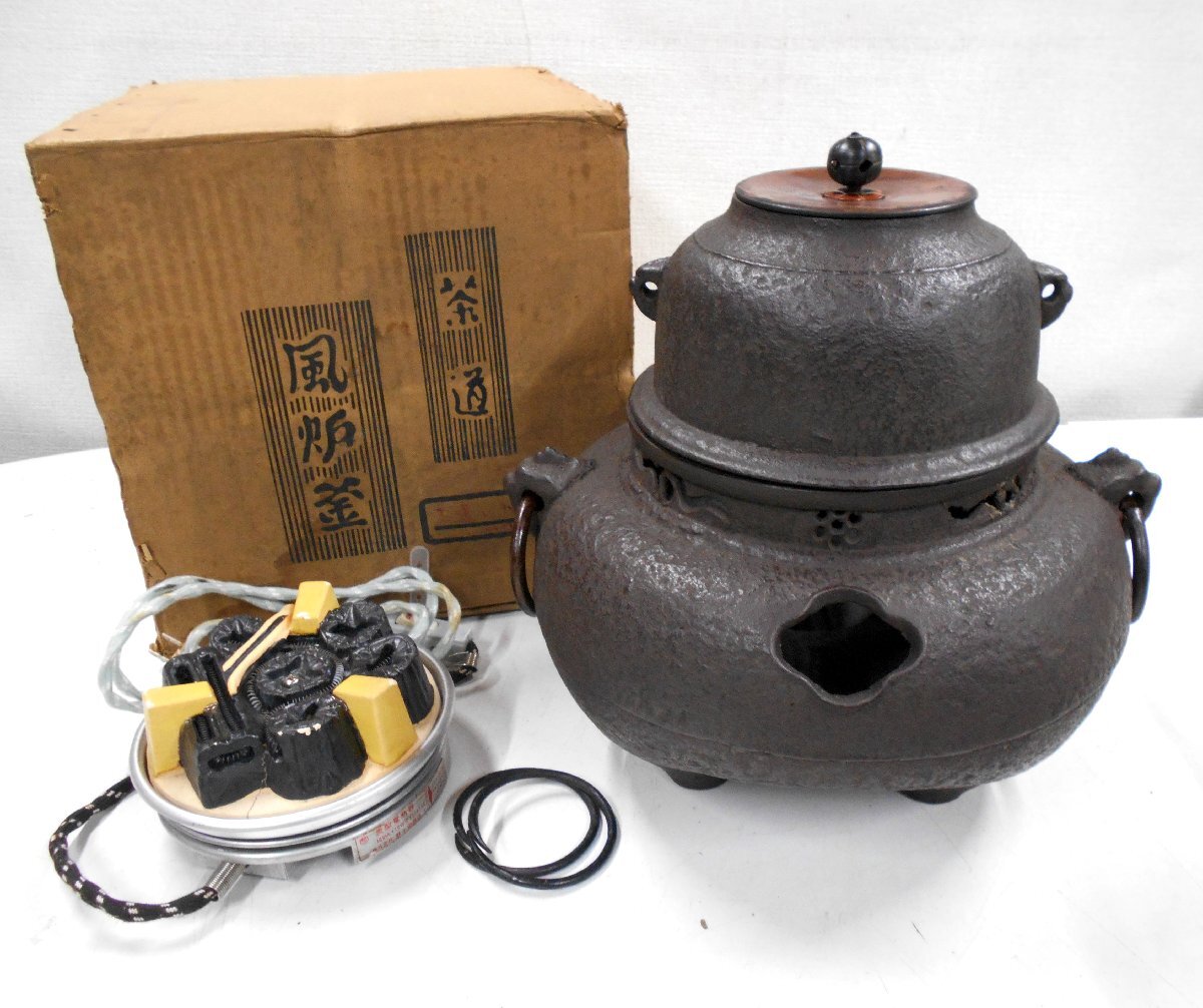  iron made tea ceremony bath boiler manner . tea utensils present condition goods [se132]