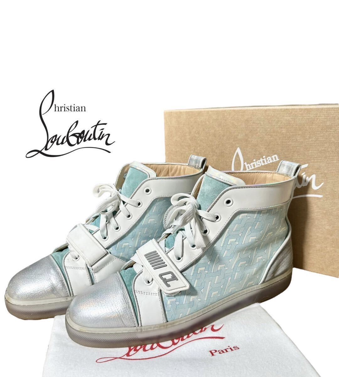 【希少デザイン】◆ Christian Louboutin クリスチャンルブタン ◆エナメル ロゴ総柄 スニーカー シューズ サイズ 42 1/2 27cm相当_画像1